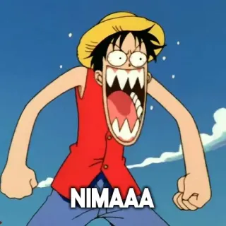 😦 Monkey D. Luffy One Piece NIMAAA Anime, One Piece, Luffy, Dessin animé telegram sticker