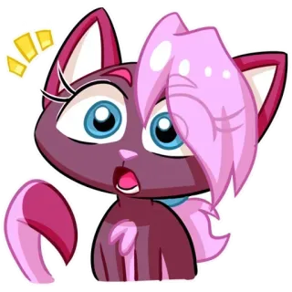 😦 кот, мультфильм, животное, стикер, милый, розовый, кошачий персонаж whatsapp sticker