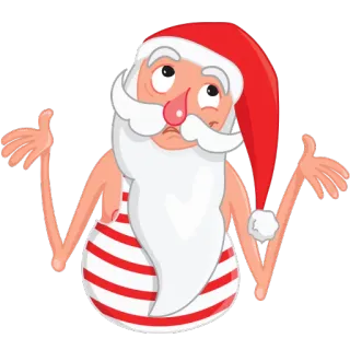 😳 Santa Claus Santa Claus, Navidad, fiesta, traje de baño, rojo, blanco, dibujos animados, personaje telegram sticker