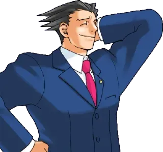 😅 Phoenix Wright Ace Attorney フェニックス・ライト, 逆転裁判, 弁護士, 笑顔 telegram sticker