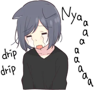 😿 Nyaaaaa crying, anime, sad, tears, drip whatsapp sticker