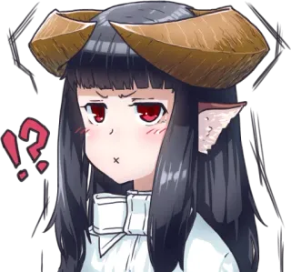 😯 anime, girl, horns, question mark, cute, expression, demon telegram sticker