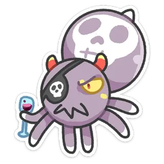 🏴‍☠️ polvo, pirata, caveira, desenho animado, fofo, monstro, taça de vinho, assustador whatsapp sticker