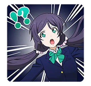 ⁉ Nozomi Tojo Love Live! Anime, Cô gái, Đồng phục học sinh, Sốc, Dấu chấm hỏi, Nozomi Tojo, Love Live!, Thần tượng telegram sticker