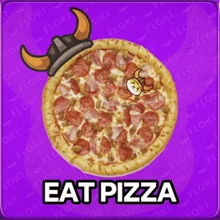 😎 EAT PIZZA 피자, 음식, 먹다, 바이킹, 헬멧, 플로키 telegram sticker