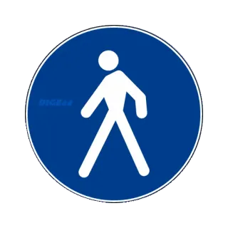 🚶 pieszy, spacer, niebieski, biały, znak, okrąg telegram sticker