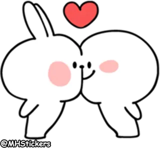 💏 @MHStickers fofo, amor, coelho, coração, desenho animado, beijo whatsapp sticker