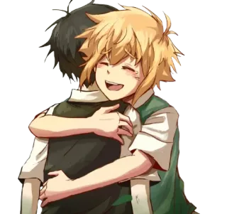 🤗 Przytulanie, Przyjaźń, Kreskówka, Anime, Postacie, Emocje, Szczęśliwy telegram sticker