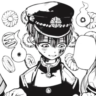 🍚 Hanako-kun Toilet-bound Hanako-kun anime, manga, Hanako-kun, donuts, school uniform telegram sticker