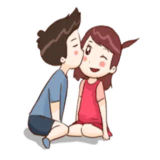 💏 baiser, couple, dessin animé, amour, mignon, romance telegram sticker