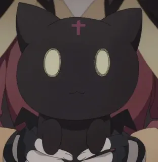 🙂 gatto, anime, carino, croce, gatto nero telegram sticker