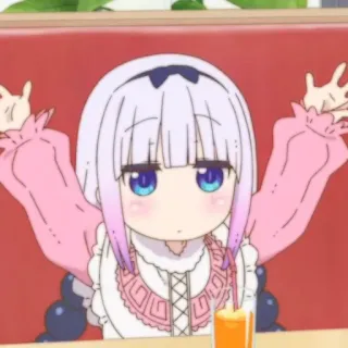 🍚 Kanna Kamui Miss Kobayashi's Dragon Maid Anime, Dragão, Kawaii, Fofo, Personagem, Kanna whatsapp sticker