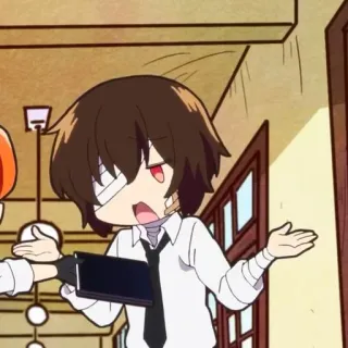 ☕️ Dazai Osamu Bungou Stray Dogs Аниме, Манга, Bungou Stray Dogs, Дазай Осаму, Чиби, Персонаж telegram sticker