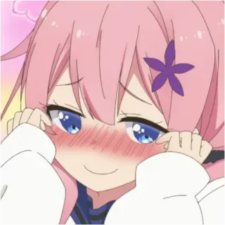 😳 anime, girl, cute, pink hair, blush telegram sticker