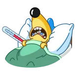 🤕 香蕉, 生病, 疾病, 温度计, 床, 卡通, 水果 telegram sticker