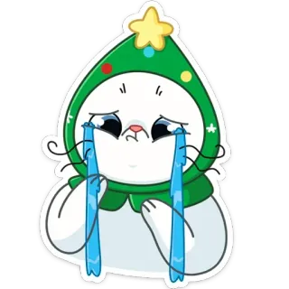 😭 Katze, weinen, Weihnachten, Tränen, traurig, Feiertag, festlich, Aufkleber telegram sticker