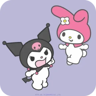 ❤ Kuromi Kuromi, My Melody, Sanrio, lindo, kawaii, dibujos animados telegram sticker