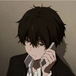 😁 anime, boy, sad, phone, talking, character, oreki houtarou, hyouka telegram sticker