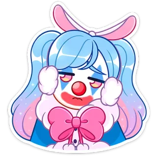 🤡 Klaun, Anime, Kreskówka, Smutny, Słodki, Naklejka telegram sticker