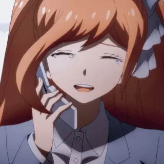 🌟 Junko Enoshima Danganronpa アニメ, 女の子, 電話, 笑顔, キャラクター whatsapp sticker