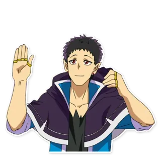 👋 อนิเมะ, ตัวละคร, สติกเกอร์, มือ, ยกมือ telegram sticker