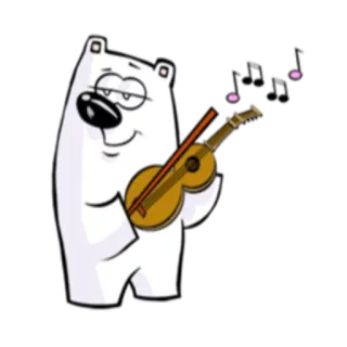 🎻 белый медведь, мультфильм, музыка, гитара, животное, милый telegram sticker