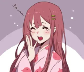 🦄 anime, garota, cabelo rosa, fofa, feliz, personagem telegram sticker