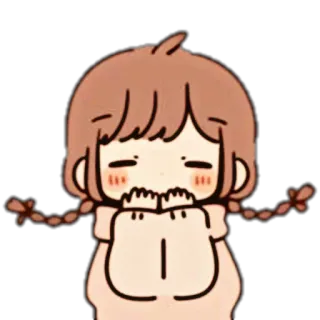 🦋 kartun, imut, gadis, kepang, malu, kawaii telegram sticker