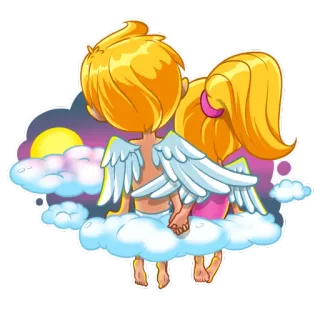 💏 Engel, Wolken, Liebe, süß, Cartoon, Romantik telegram sticker