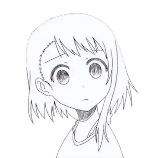 😐 Anime, Chica, Dibujo, Boceto, Manga, Caricatura telegram sticker