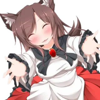 ☺️ Anime, Nekomimi, Schattig, Miko, Kawaii, Anime Meisje telegram sticker