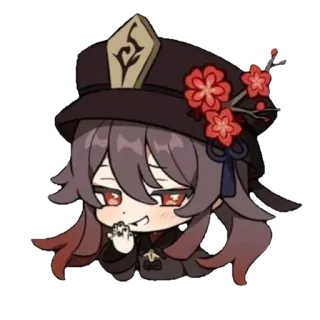 😏 Hu Tao Genshin Impact อนิเมะ, วิดีโอเกม, เก็นชินอิมแพ็ค, ฮูเต๋า, น่ารัก, จิบิ telegram sticker