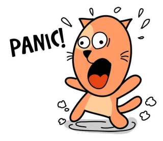 😳 PANIC! 고양이, 공황, 충격, 만화, 두려움, 불안, 표정 telegram sticker