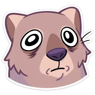 🙁 animal, desenho animado, rosto, expressão, adesivo, mamífero telegram sticker