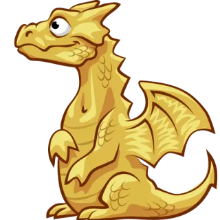😮 drago, oro, fantasy, creatura mitologica, cartone animato whatsapp sticker