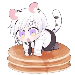 🥞 Anime, Chibi, Katze, Pfannkuchen, Süß telegram sticker