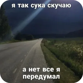 🏗 я так сука скучаю
а нет все я передумал 러시아어, 텍스트, 도로, 밤 telegram sticker