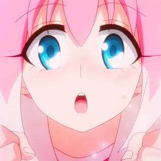 🥺 anime, chica, pelo rosa, linda, emocionada, manga telegram sticker