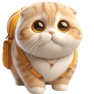 🎒 mèo, động vật, dễ thương, mèo con, mèo nhà, thú cưng, ba lô, mèo tai cụp Scotland telegram sticker