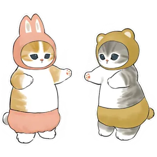 🥰 고양이, 귀여운, 동물, 토끼, 곰, 코스튬 telegram sticker