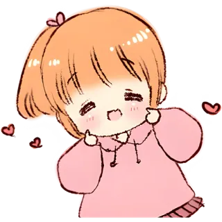 🥰 Anime, Dễ thương, Trái tim, Kawaii, Cô gái whatsapp sticker