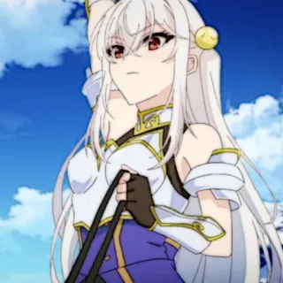 🍪 anime, female, white hair, red eyes, fantasy, armor telegram sticker