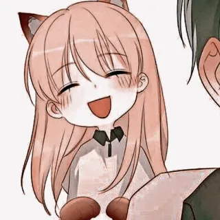 🦔 Dziewczyna anime, Kocie uszy, Szczęśliwa, Słodki/a, Kreskówka, Ilustracja telegram sticker