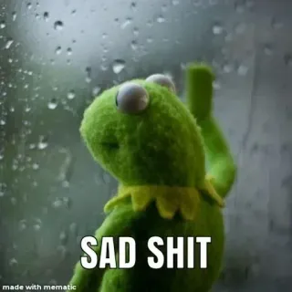 😢 Kermit SAD SHIT kermit, triste, meme, finestra, pioggia telegram sticker