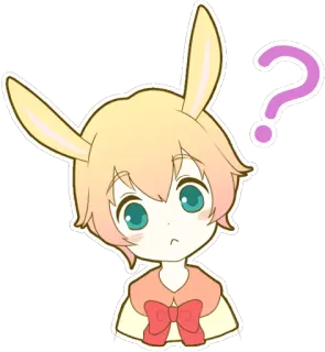 😯 动漫, 兔子, 问号, 可爱, 思考, 困惑, 贴纸, 插画 whatsapp sticker