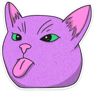 🤪 Katze, Aufkleber, Tier, Zunge, Lila, Wütend, Süß whatsapp sticker