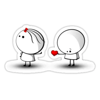 ❤ amour, coeur, couple, dessin animé, relation, minimaliste, mignon, bonhomme allumette telegram sticker