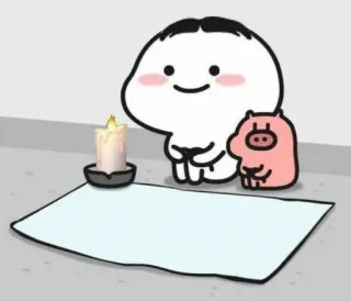 🌔 Cartoon, Figur, Schwein, Kerze, Niedlich telegram sticker