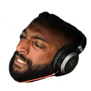 😱 homme, écouteurs, visage, autocollant, barbe, expression telegram sticker