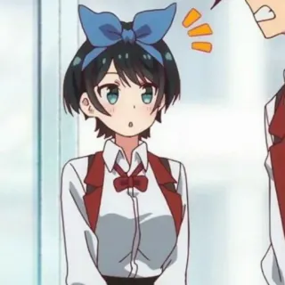 🍧 Ruka Sarashina Rent-A-Girlfriend อนิเมะ, ผู้หญิง, ประหลาดใจ, โบว์, น่ารัก, การ์ตูน telegram sticker